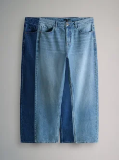 The Set 2 Pack Straight Leg Jeans Dark Blue/Mid