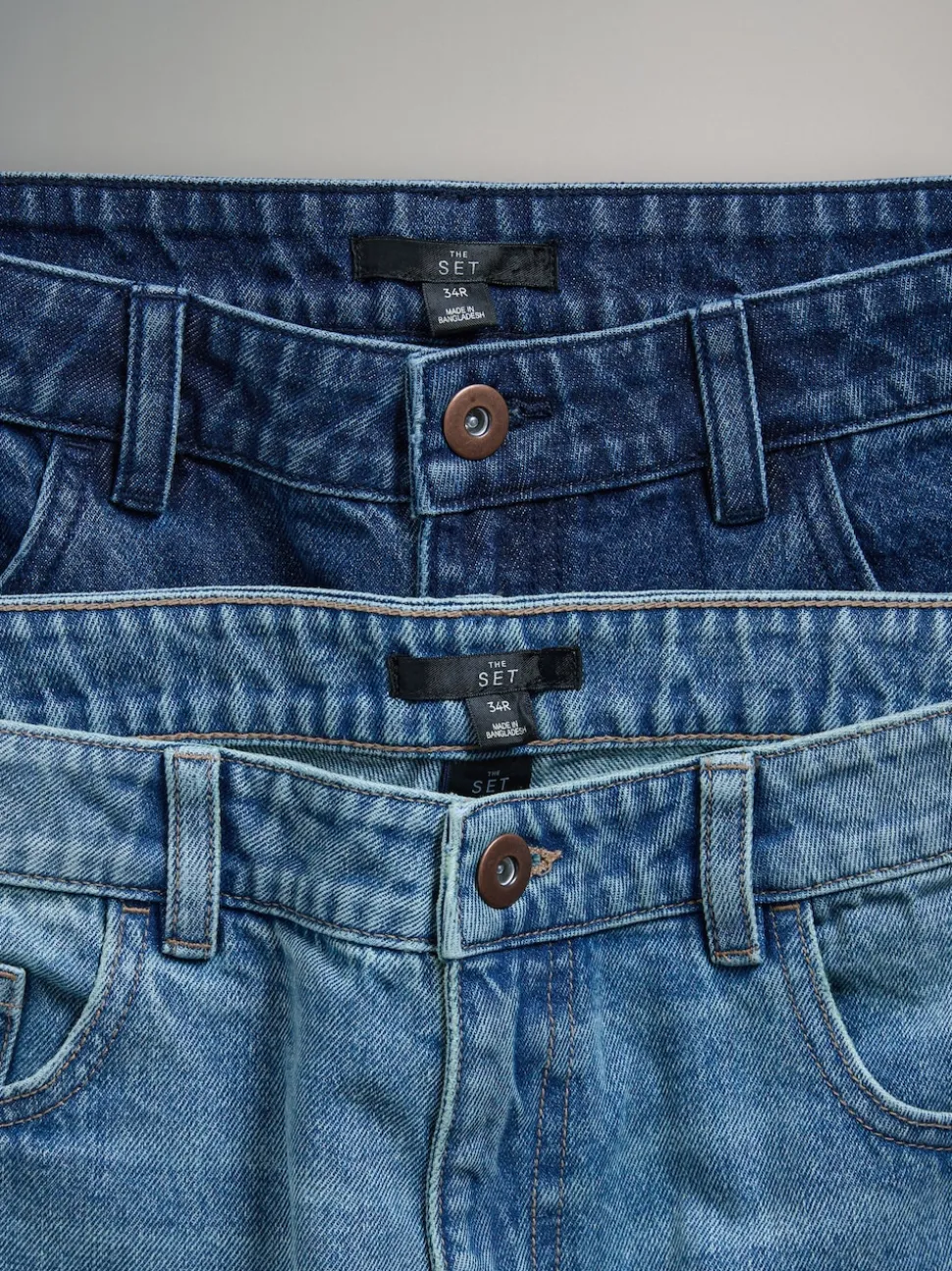 The Set 2 Pack Straight Leg Jeans Dark Blue/Mid