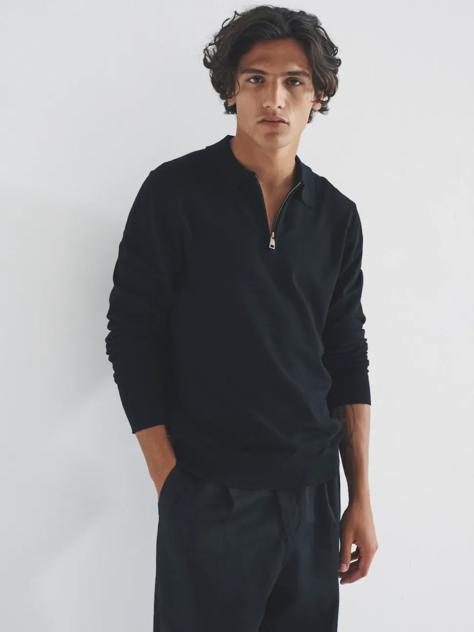 The Set Black/Brown 3 Pack Quarter Zip Neck Jumper