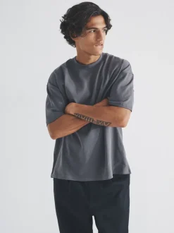 The Set Oversized Fit 4 Pack Short Sleeve Cotton T-Shirts Black/Grey/White