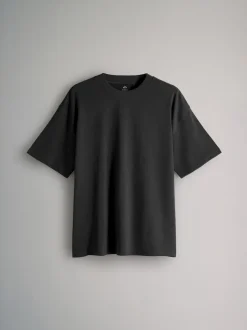 The Set Oversized Fit 4 Pack Short Sleeve Cotton T-Shirts Green/Brown/Black