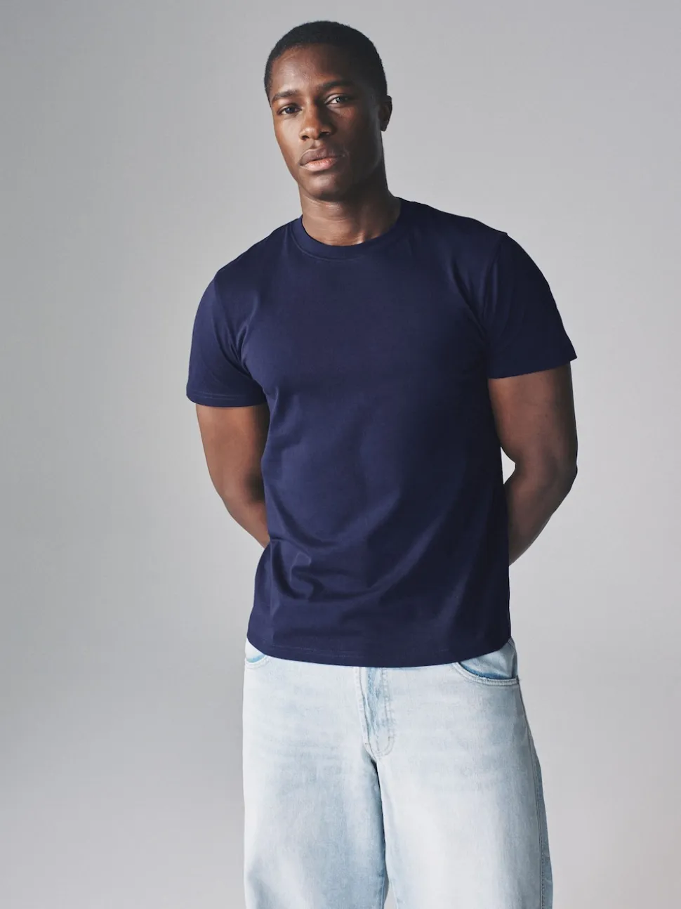 The Set Regular Fit 4 Pack Short Sleeve Cotton T-Shirts Navy Blue/Brown/White