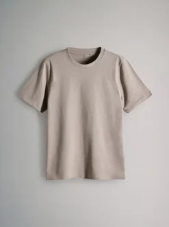 The Set Slim Fit 4 Pack Short Sleeve Cotton T-Shirts Navy Blue/Brown/White