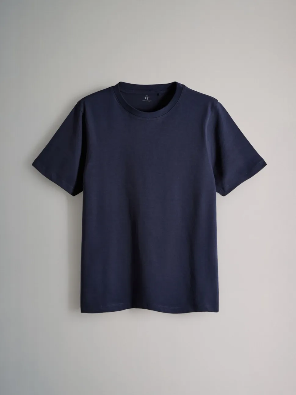 The Set Slim Fit 4 Pack Short Sleeve Cotton T-Shirts Navy Blue/Brown/White