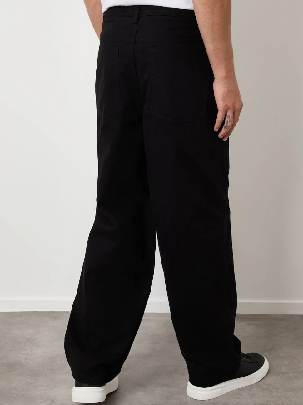 Threadbare Black Baggy Fit 5 Pocket Chino Trousers