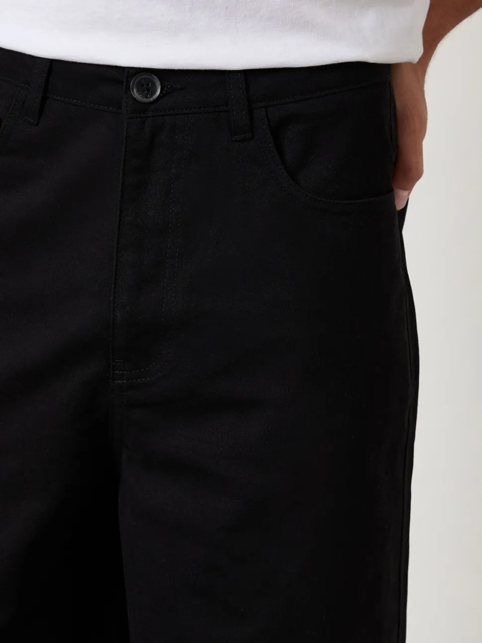 Threadbare Black Baggy Fit 5 Pocket Chino Trousers