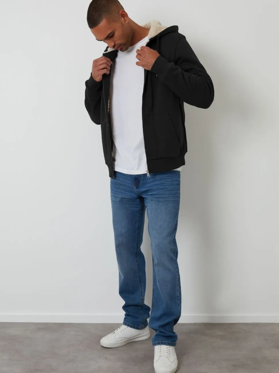 Threadbare Black Borg Lined Zip-Through Hoodie