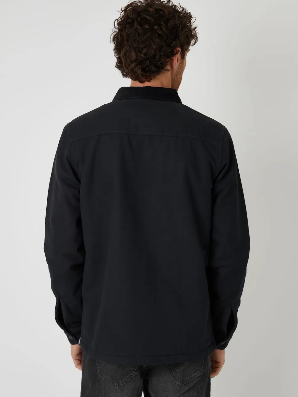 Threadbare Black Borg Lined Shacket