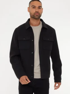 Threadbare Black Brushed Button Up Shacket