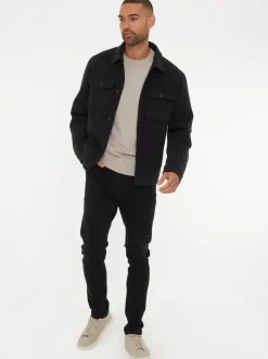 Threadbare Black Brushed Button Up Shacket