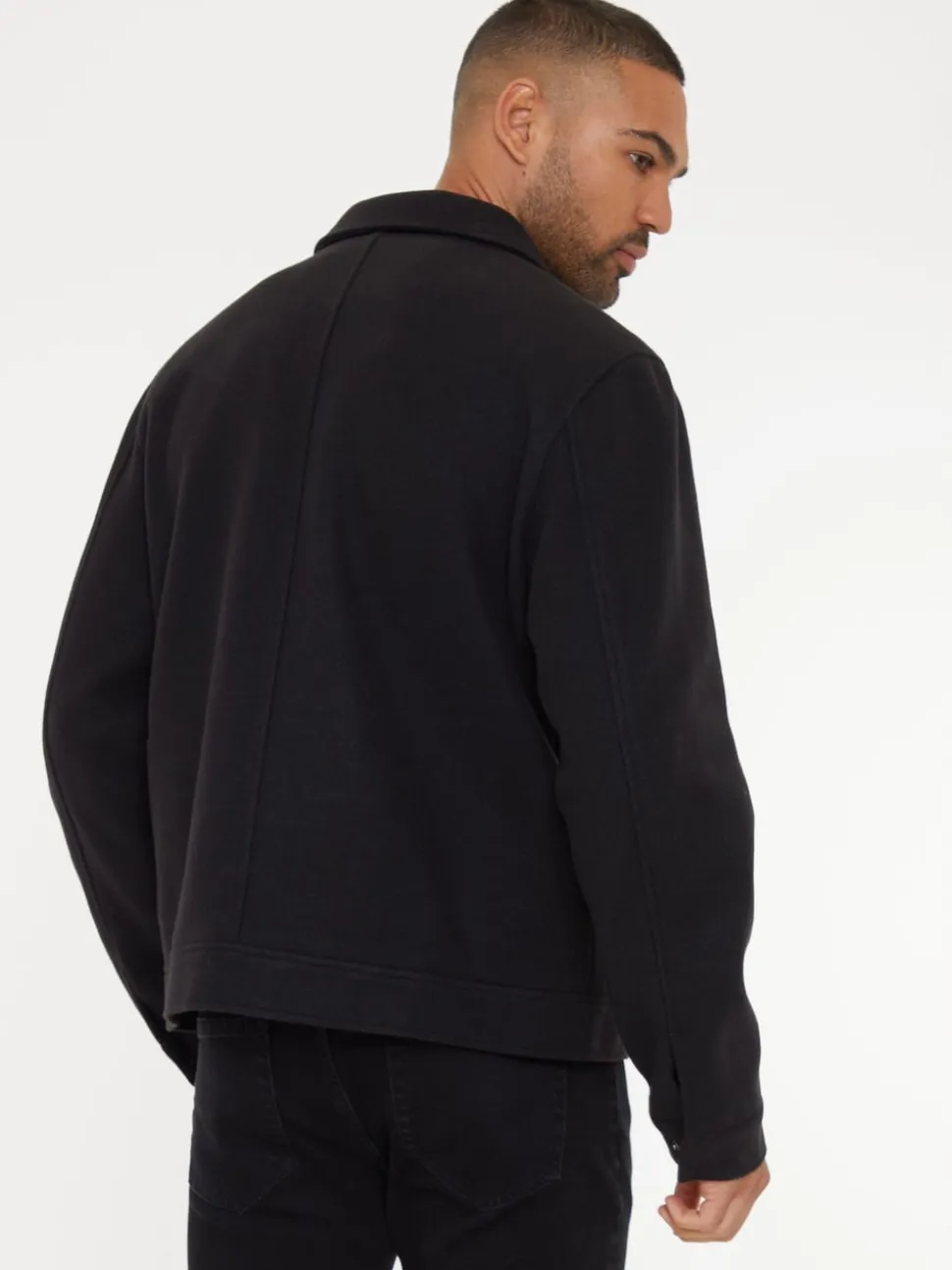 Threadbare Black Brushed Button Up Shacket