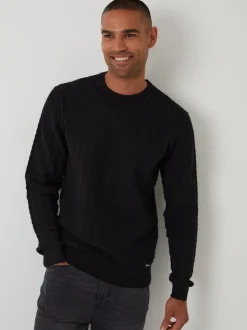 Threadbare Black Cable Knit Crew Neck Jumper