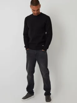 Threadbare Black Cable Knit Crew Neck Jumper