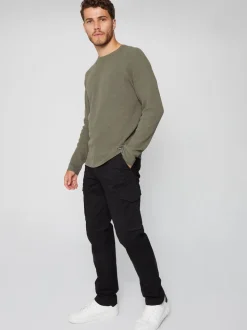 Threadbare Black Cotton Cargo Trousers With Stretch