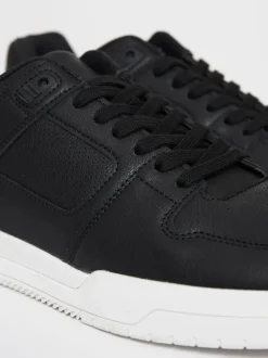 Threadbare Black Court Trainers