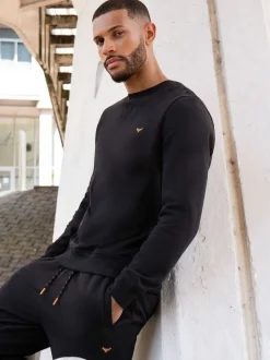 Threadbare Black Crew Neck Crew Neck Sweatshirt