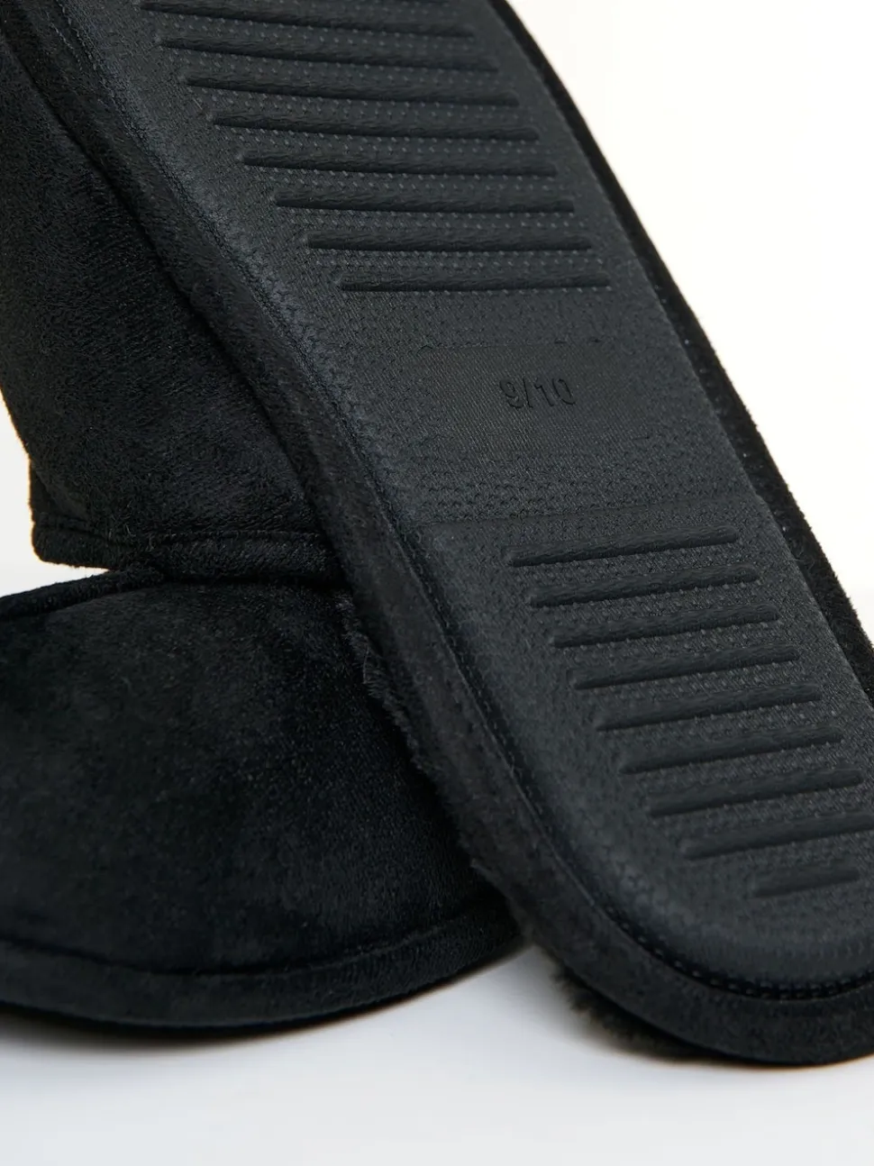 Threadbare Black Faux Fur Lined Slip On Mule Slippers