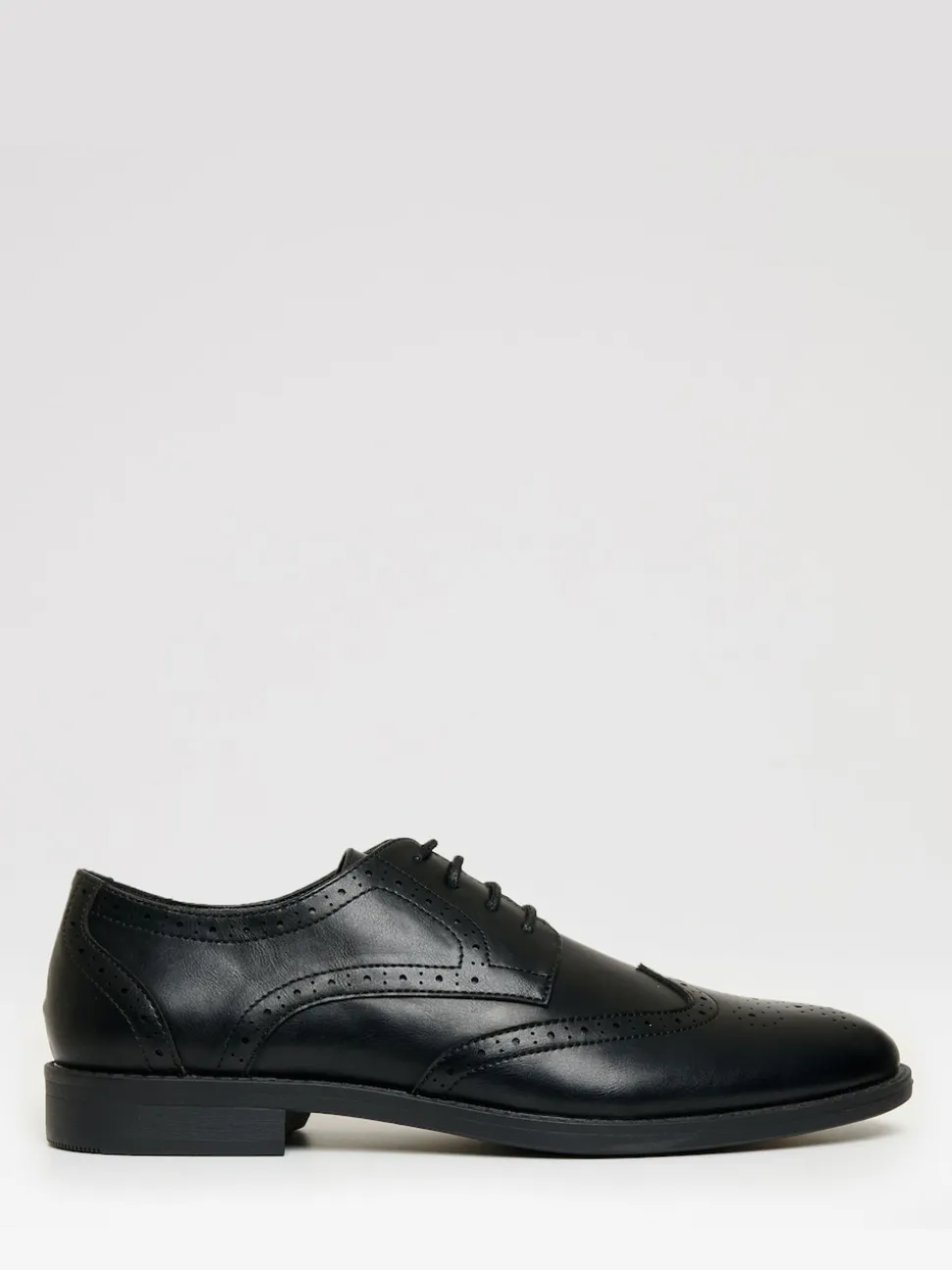 Threadbare Black Faux Leather Brogues