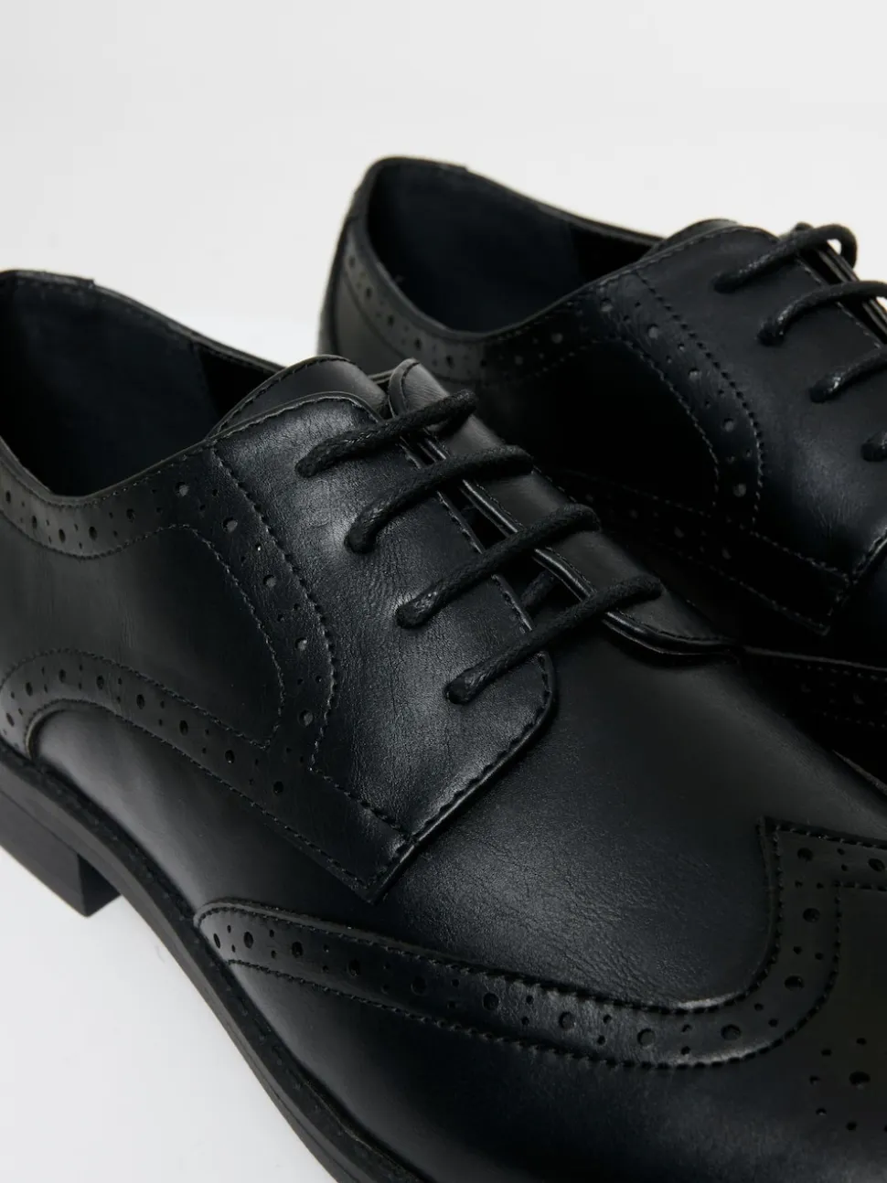Threadbare Black Faux Leather Brogues