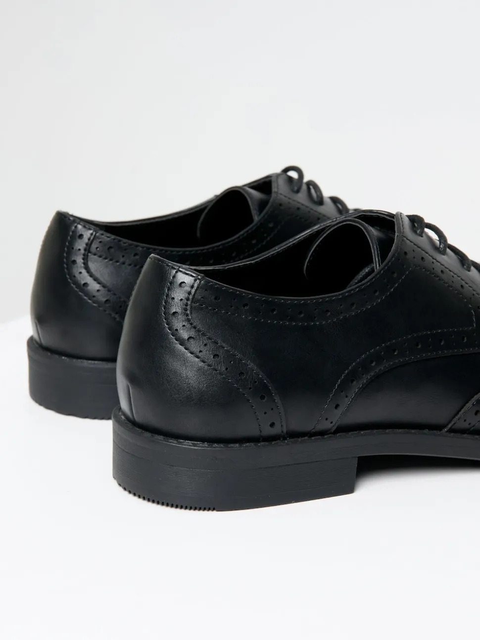 Threadbare Black Faux Leather Brogues