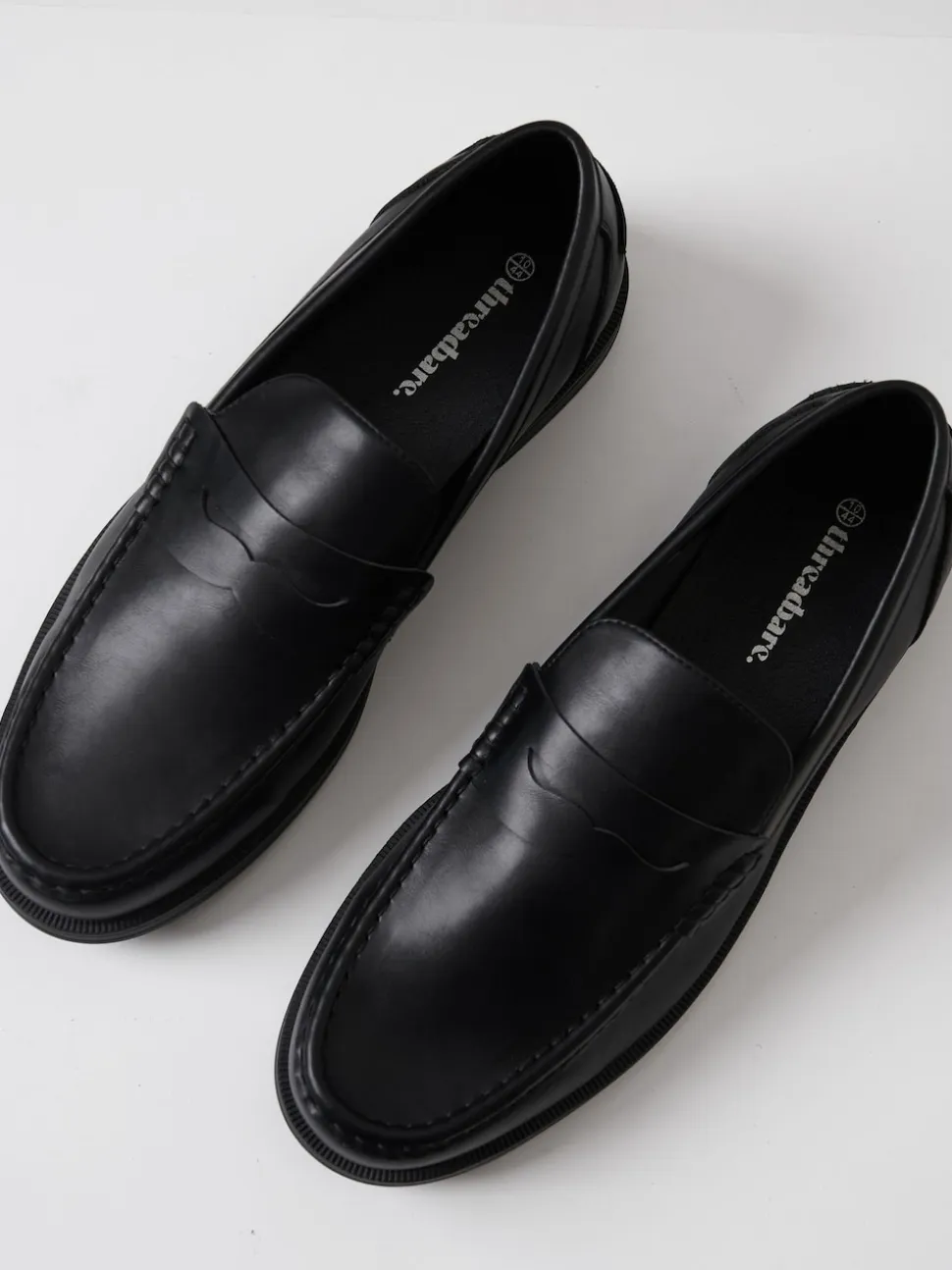 Threadbare Black Faux Leather Penny Loafers