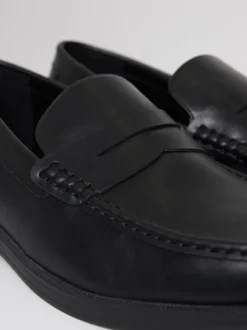 Threadbare Black Faux Leather Penny Loafers