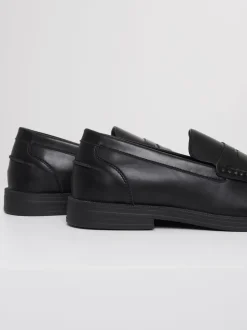 Threadbare Black Faux Leather Penny Loafers