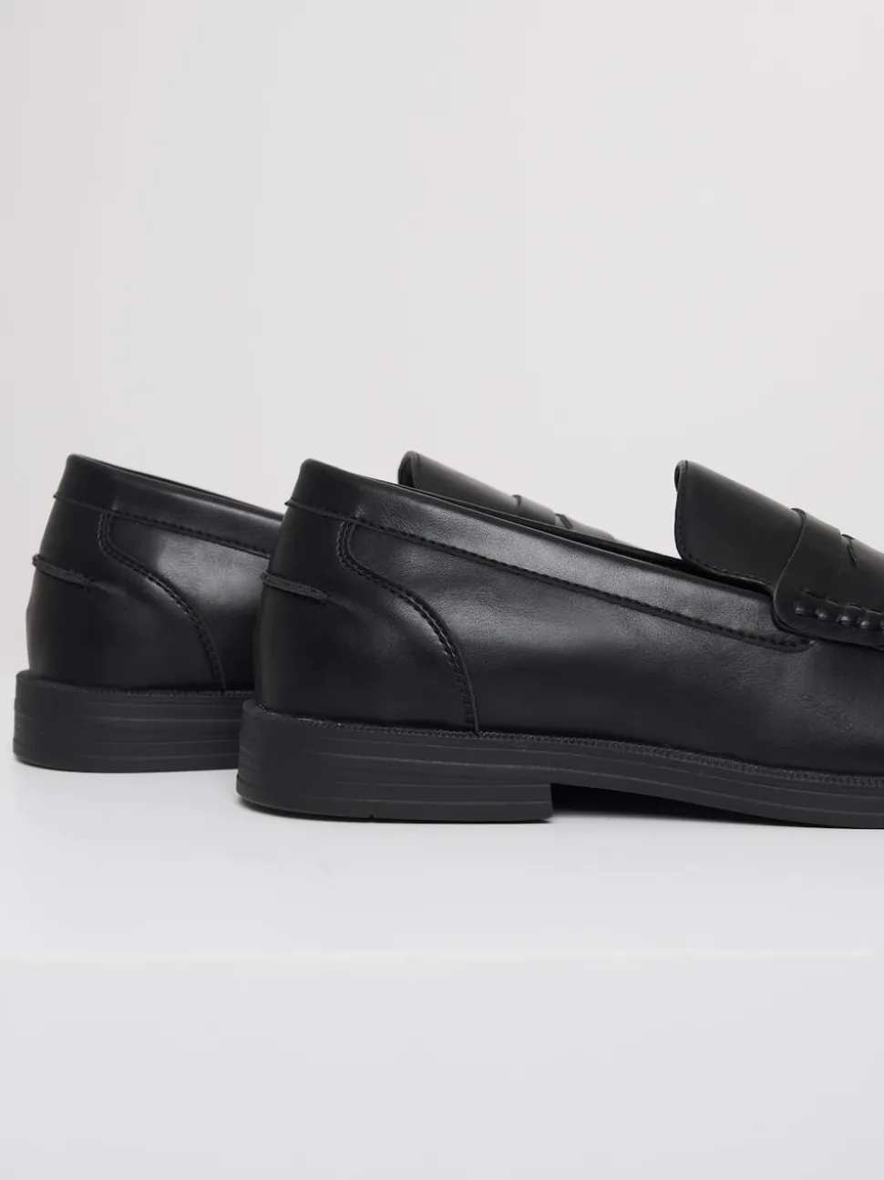 Threadbare Black Faux Leather Penny Loafers