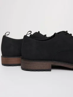 Threadbare Black Faux Suede Derby Shoes