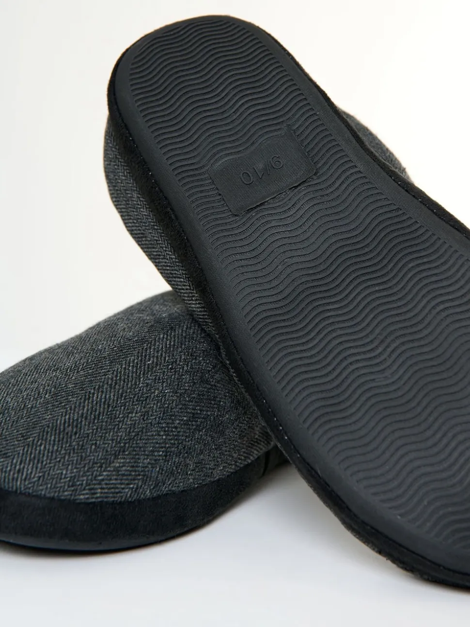 Threadbare Black Faux Suede Faux Fur Lined Mule Slippers
