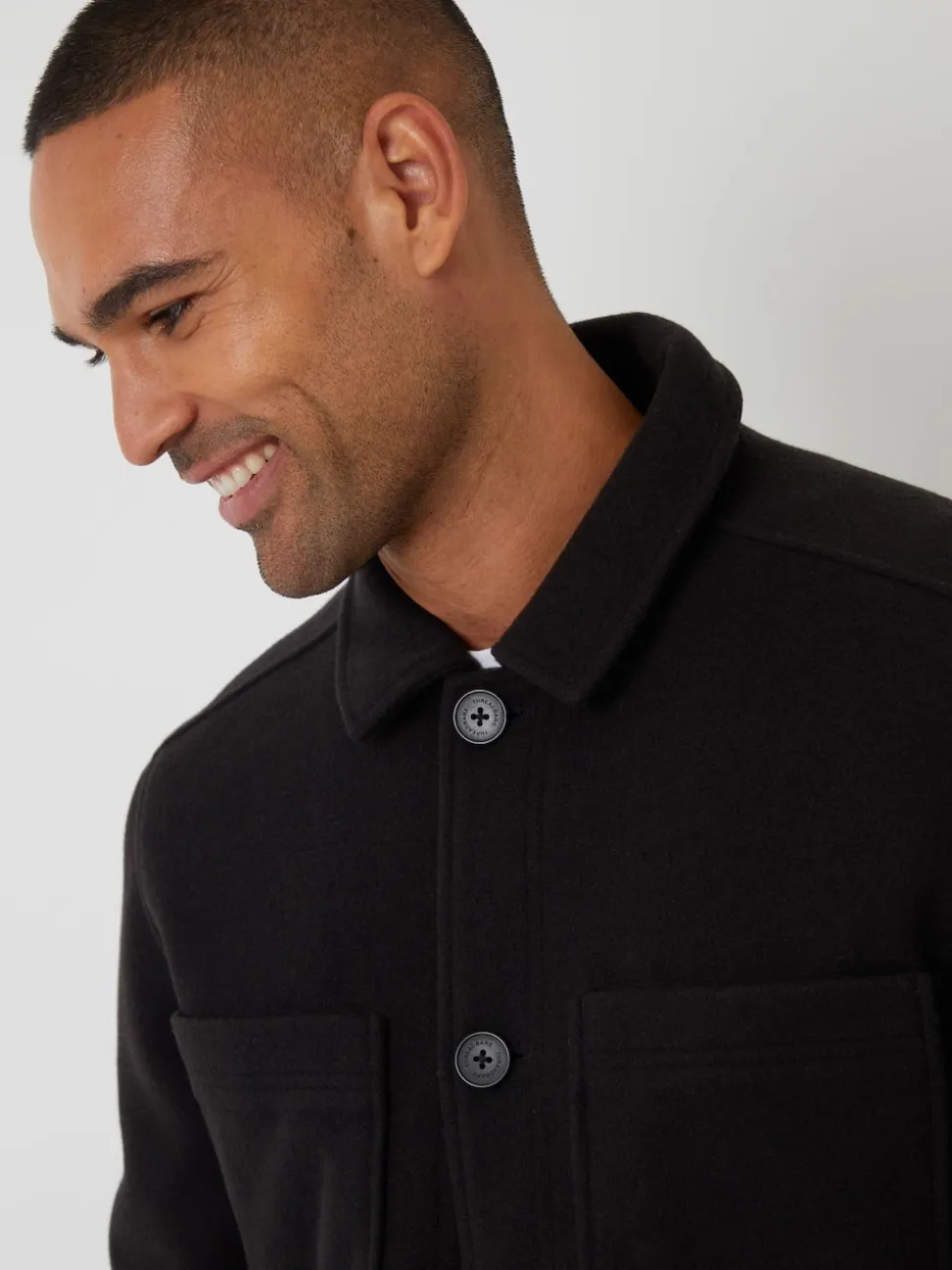 Threadbare Black Faux Wool Button Up Quilted Shacket