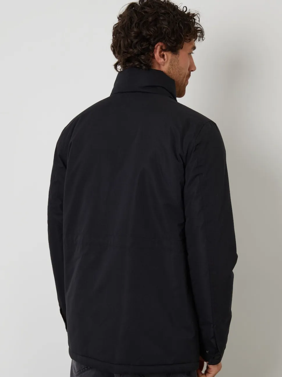 Threadbare Black Funnel Neck Utility Coat