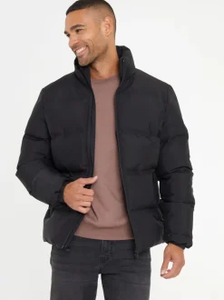 Threadbare Black Funnel Neck Puffer Jacket