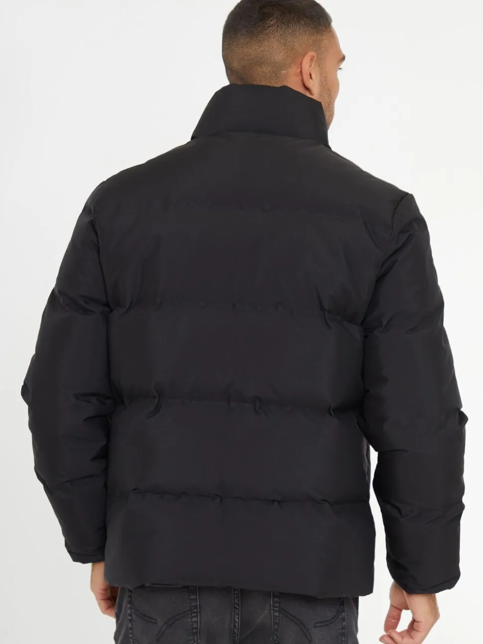 Threadbare Black Funnel Neck Puffer Jacket