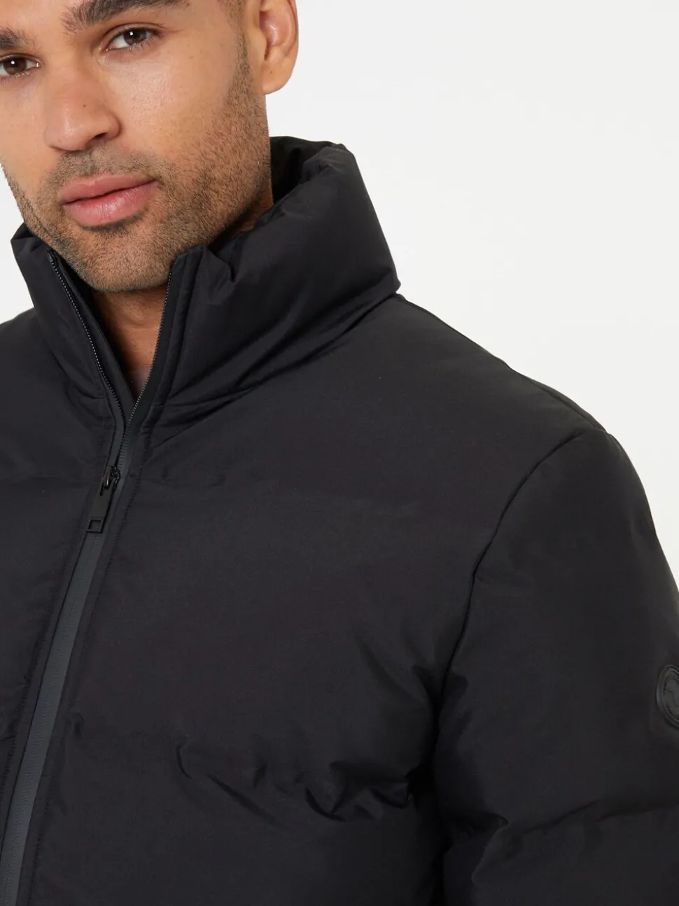 Threadbare Black Funnel Neck Puffer Jacket