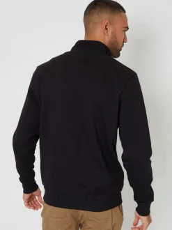 Threadbare Black Funnel Quarter Zip Through Sweatshirt