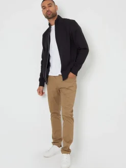 Threadbare Black Funnel Quarter Zip Through Sweatshirt