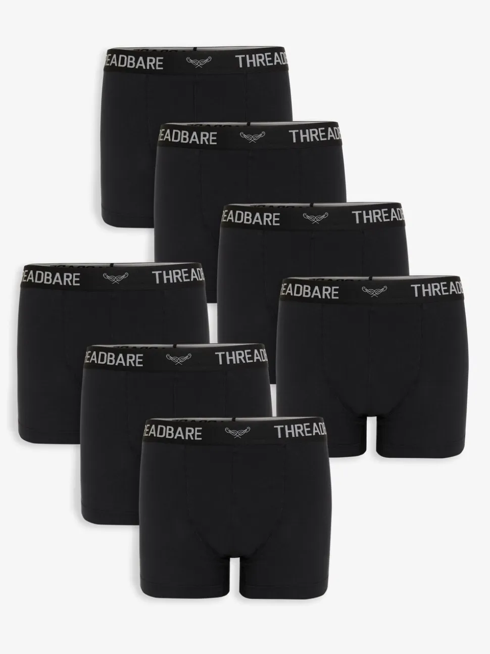 Threadbare Black Hipster Fit Boxer Shorts (7 Pack)