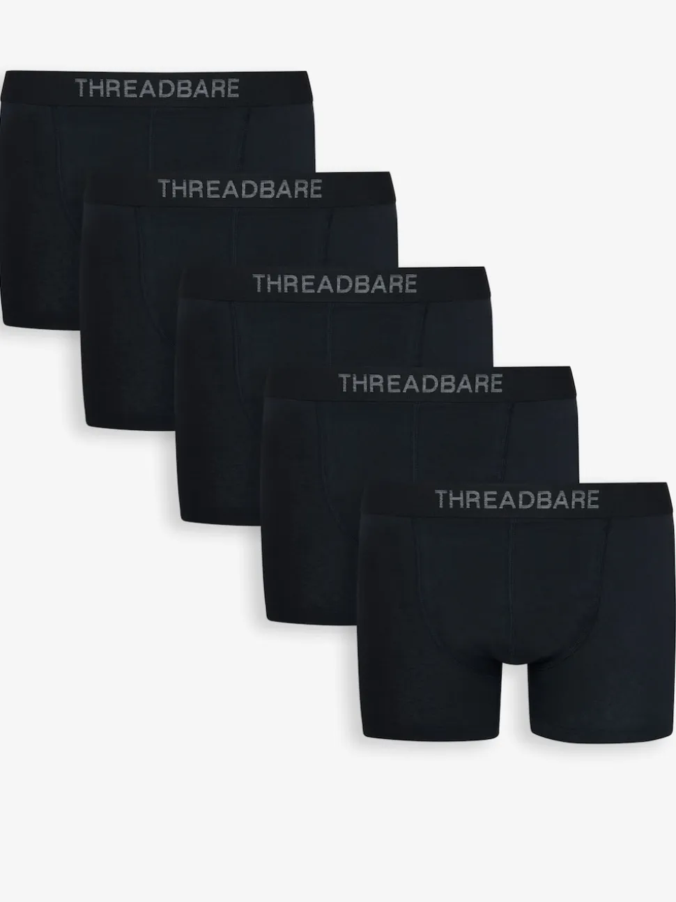 Threadbare Black Hipster Fit Boxer Shorts (5 Pack)