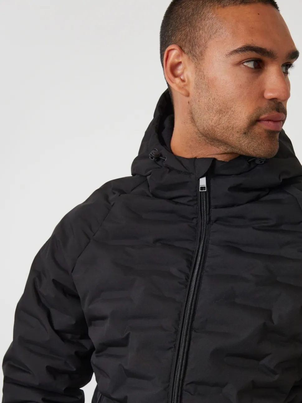 Threadbare Black Hooded Quilted Jacket