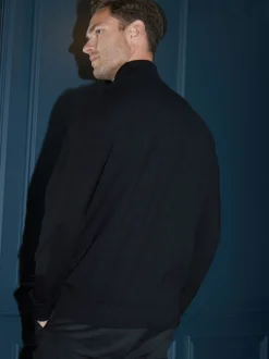 Threadbare Black Knitted Roll Neck Jumper