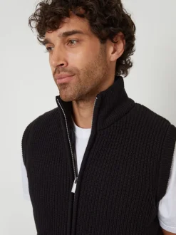 Threadbare Black Knitted Quilted Gilet