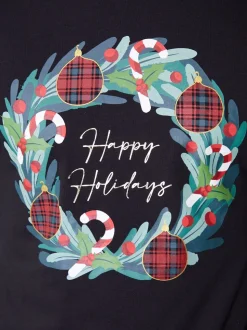 Threadbare Black Matching Christmas Holidays Check Family Pyjamas