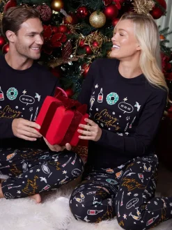 Threadbare Black Merry Matching Christmas Family Pyjamas