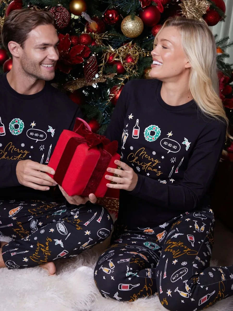 Threadbare Black Merry Matching Christmas Family Pyjamas