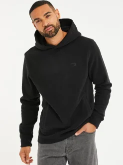 Threadbare Black Microfleece Overhead Hoodie