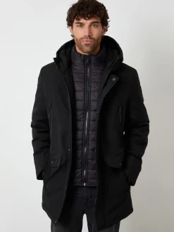 Threadbare Black Mock Inner Longline Utility Coat