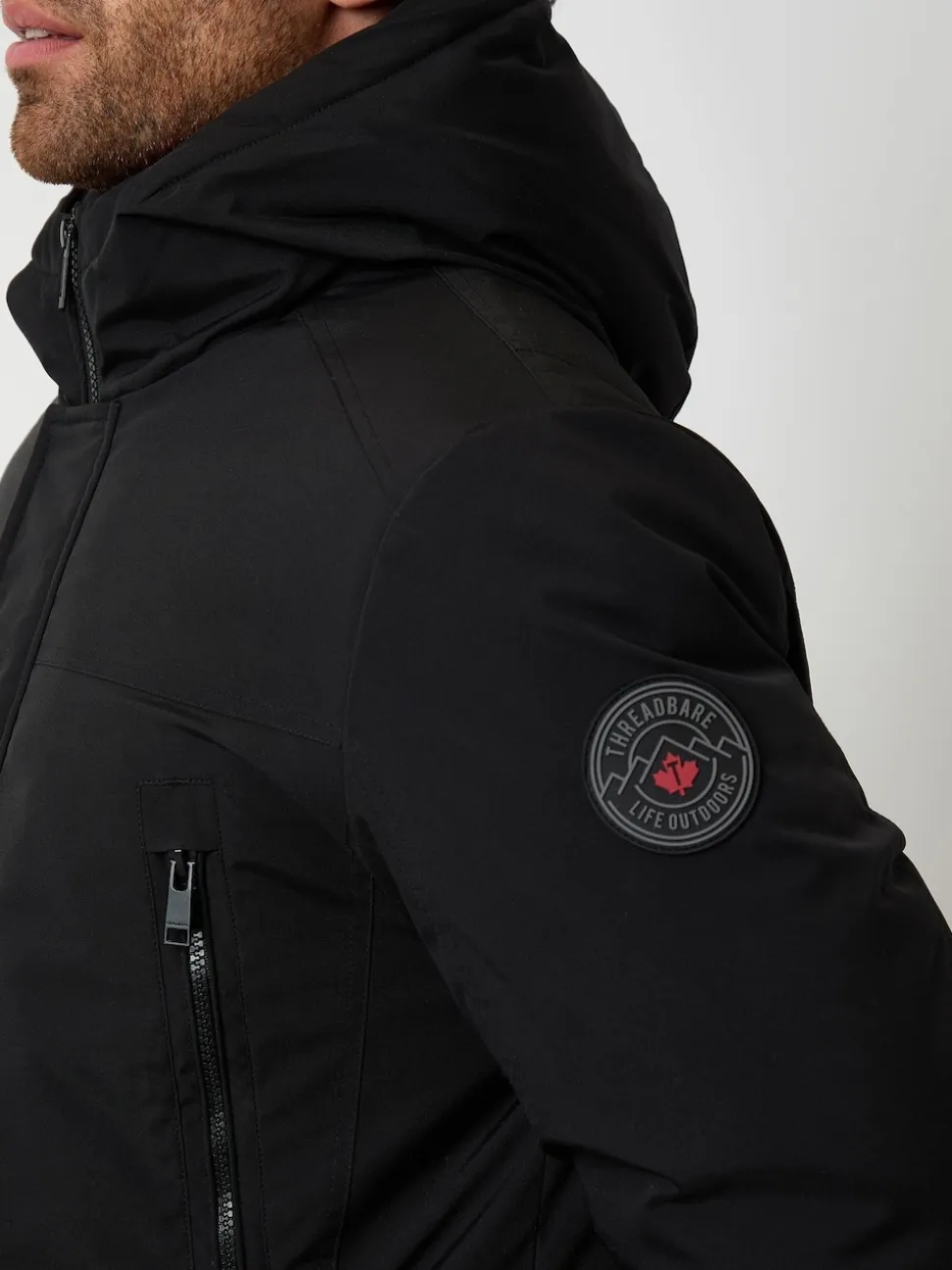 Threadbare Black Mock Inner Longline Utility Coat