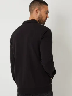 Threadbare Black Pique Zip Through Shacket