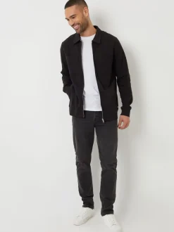 Threadbare Black Pique Zip Through Shacket